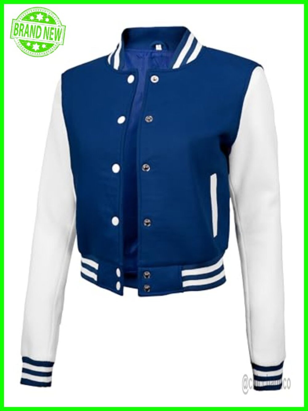 Women Cropped Fleece Letterman Varsity Bomber Jacket Button Front Long Sleeve